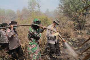 Kapolda Riau Gencarkan Padamkan Api Karhutla di Pulau Merbau dan Bengkalis