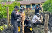Pengerjaan Jembatan Presisi Polri di SDN Semulut, Kepulauan Meranti Hampir Rampung