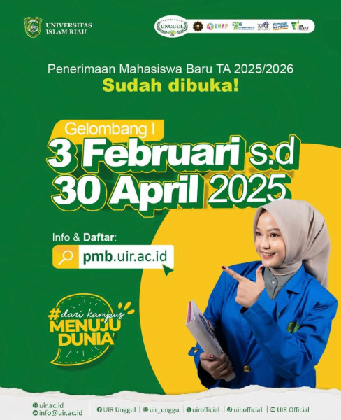 Resmi Dibuka, Penerimaan Mahasiswa Baru UIR Tahun Ajaran 2025/2026