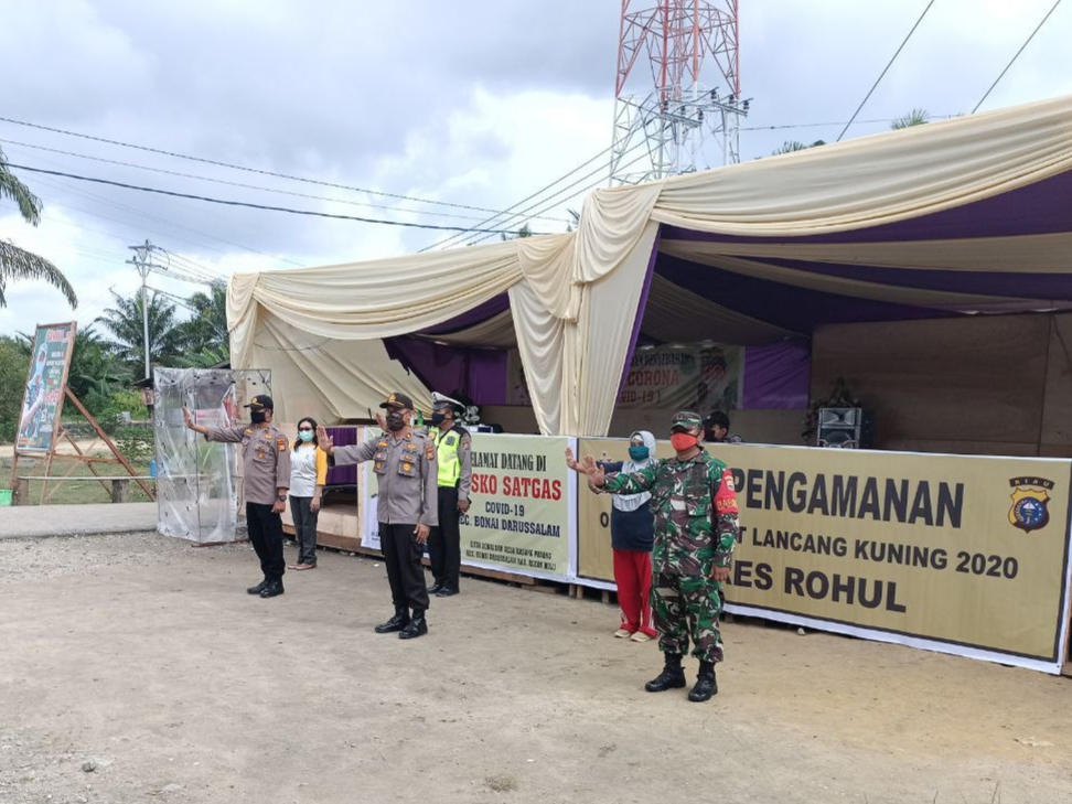 Dukung Larangan Mudik, TNI Polri Siaga di Pos Pam Kecamatan Bonai Darussalam