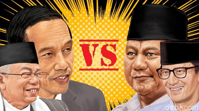 Real Count KPU 16%: Jokowi-Amin 54,94% Prabowo-Sandi 45,06%