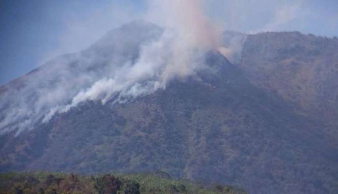 Puncak Gunung Talang di Sumatra Barat Terbakar Hebat