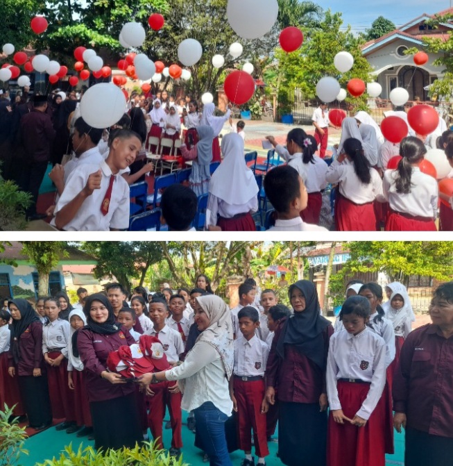 Pelepasan Balon ke Udara dan  Atribut Warnai Kelulusan dan Perpisahan Siswa SDN 168 Pekanbaru