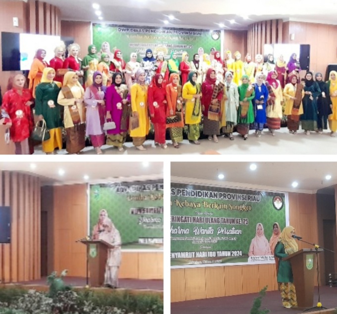 DWP Disdik Provinsi Riau Gelar Lomba Kebaya Berkain Songket, 41 Peserta Ikut Serta