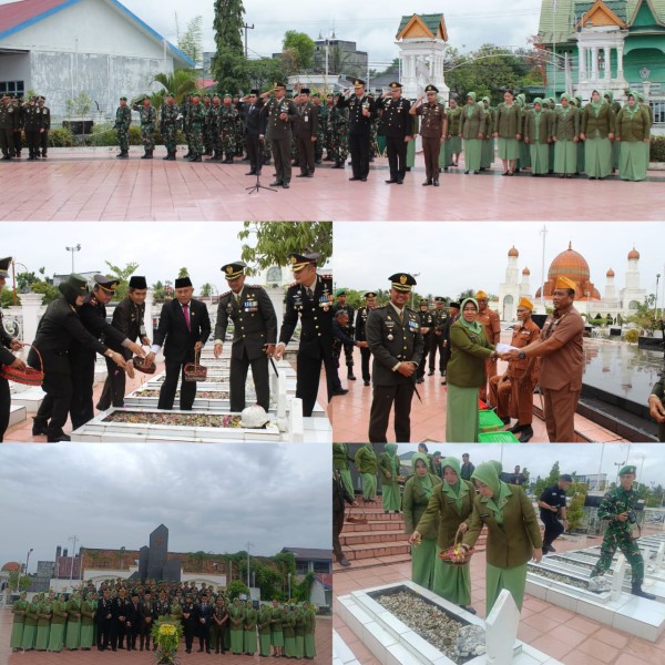 Dandim 0321 Rohil Pimpin Upacara Ziarah di Makam Pahlawan Sambut HUT ke 80 TNI