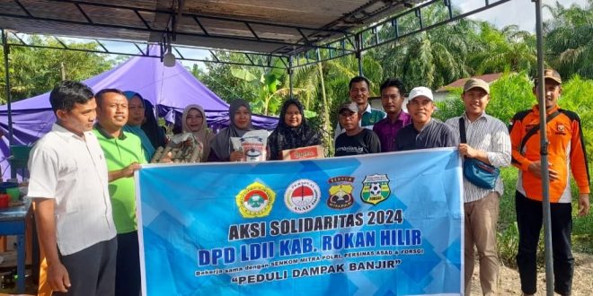 DPD LDII Rokan Hilir Salurkan Paket Sembako dan Dana Kepada Korban Banjir