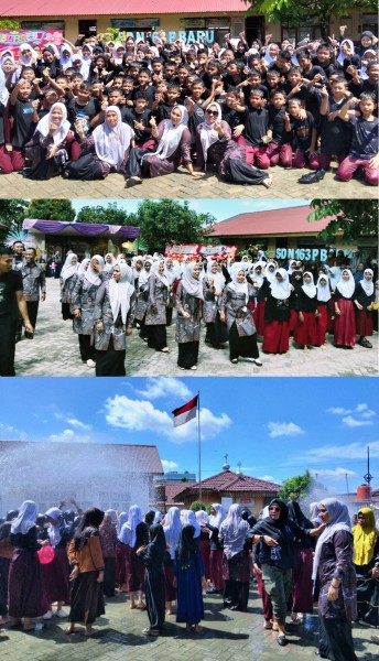 Siswa Sungkeman ke Orangtua dan Semprotan Air Damkar Warnai Perpisahan SDN 163 Pekanbaru