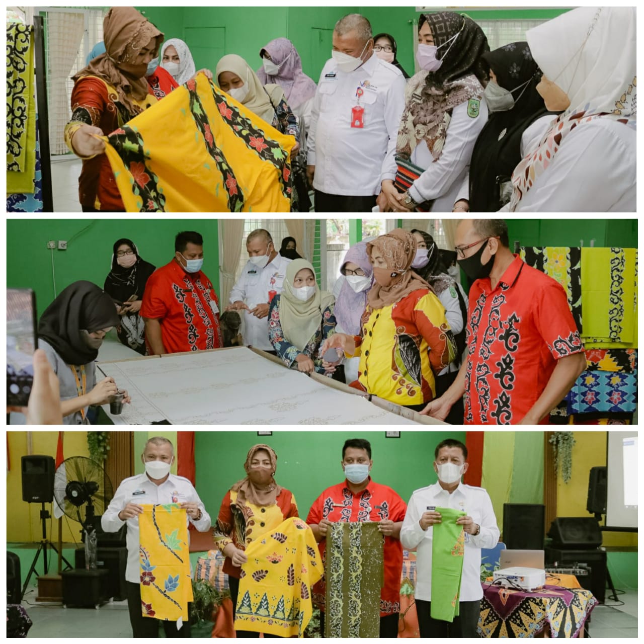 Misnarni Syamsuar Borong Belasan Helai Batik Tulis Produk Siswa SLBN Pembina Pekanbaru