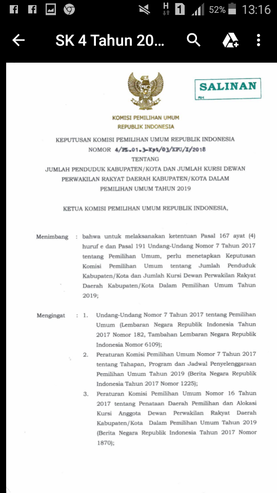 KPU Pusat Keluarkan SK No 4 Tahun 2018,  Jumlah Kursi DPRD Kota Pekanbaru Pemilu Legislatif 2019 Tetap 45 Kursi