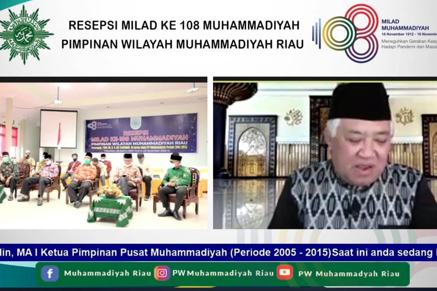 Hadirkan Din Syamsuddin PW Muhammadiyah Riau Gelar Resepsi Milad 108 Muhammadiyah