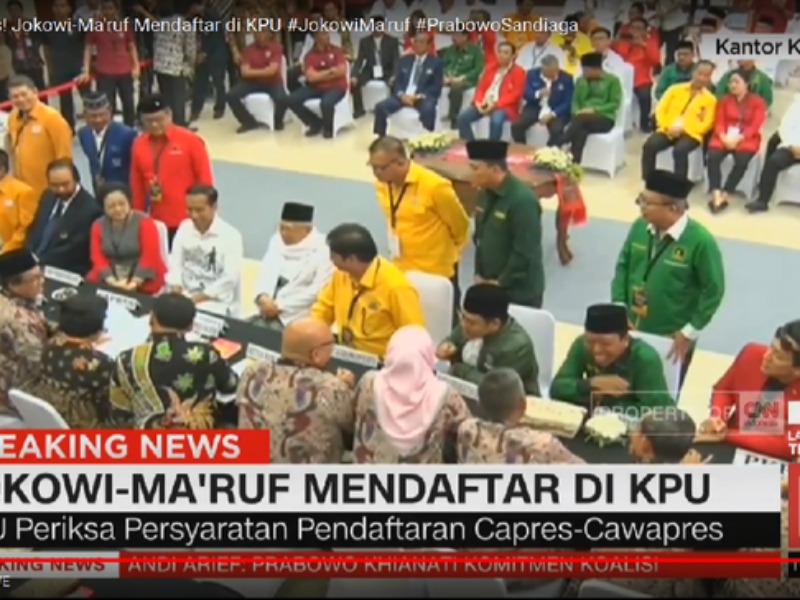 KPU Coret PSI-Perindo dari Daftar Parpol Pengusung Jokowi-Ma'ruf