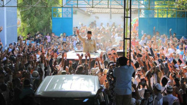 Prabowo Disambut Meriah Banser NU di Pesantren Tegal