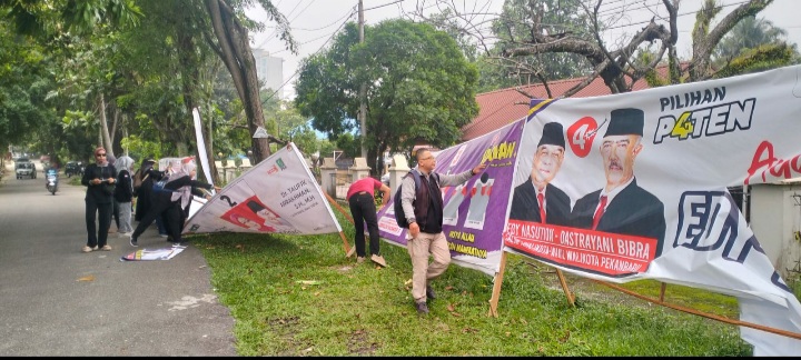 Masa Tenang, KPU dan Bawaslu Sinergi dengan Satpol PP Tertibkan APK Paslon