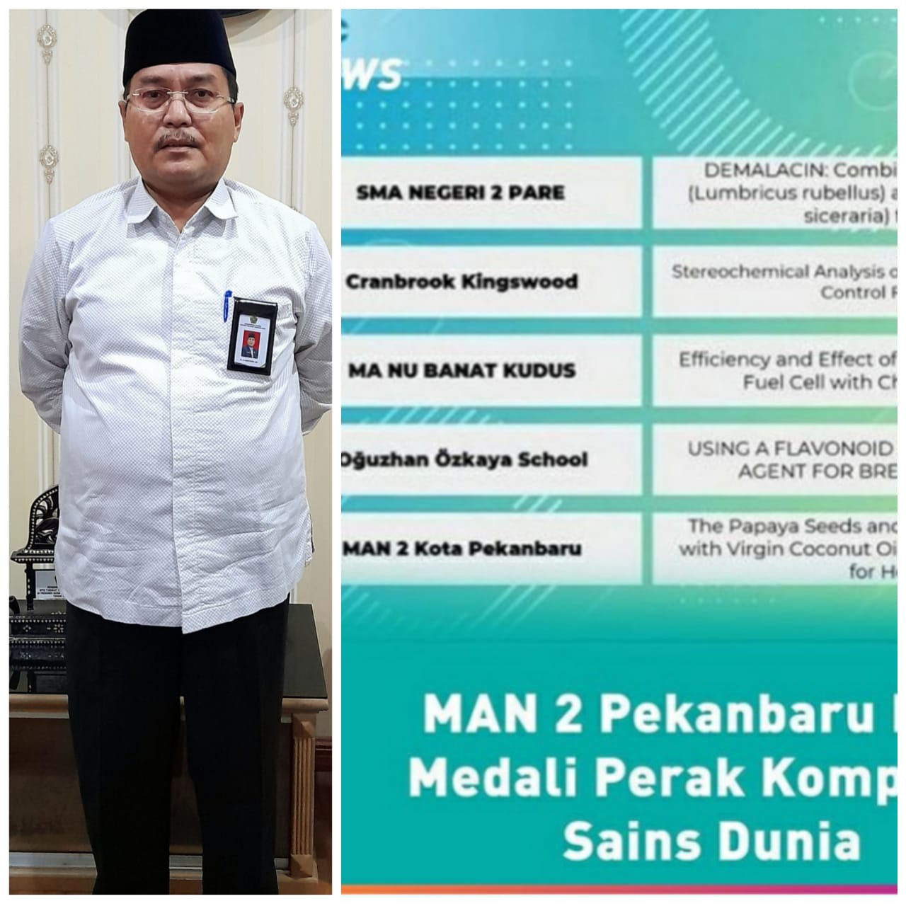 Menteri Agama RI Apresiasi Tim Riset MAN 2 Pekanbaru Raih Medali Perak WSEEC 2021, Mahyudin: Cambuk Semangat Bagi Sekolah