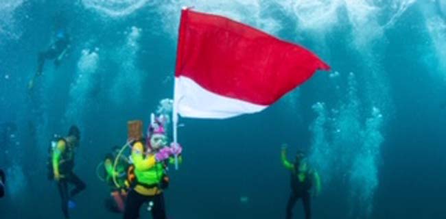 WASI Pecahkan Rekor Dunia Pengibaran Merah Putih Raksasa Di Teluk Manado