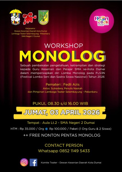Perdana, Workshop dan Pementasan Teater Sambangi Kota Dumai