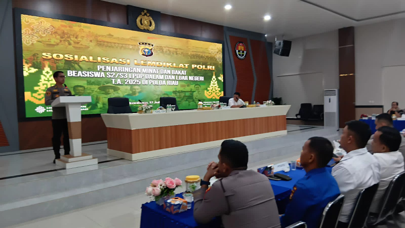 Lemdiklat Polri Sosialisasi Penjaringan Minat dan Bakat Beasiswa S2/S3 LPDP di Polda Riau