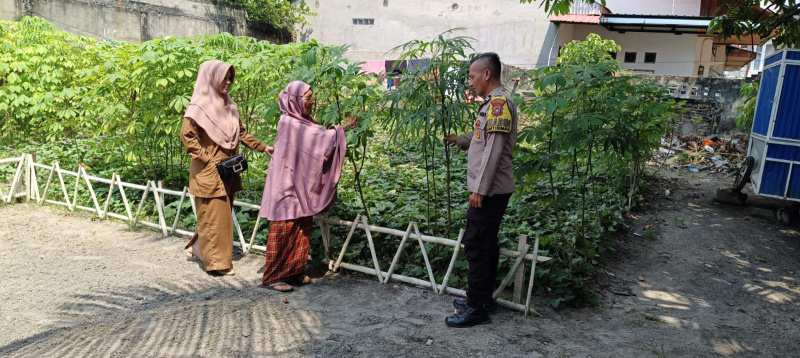 Bhabinkamtibmas Kelurahan Sumahilang Tinjau Lahan PKK, Dorong Ketahanan Pangan Warga