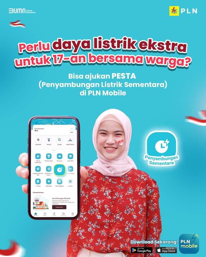 Semarak HUT RI Ke-79, PLN Siapkan Layanan Penyambungan Sementara Melalui Aplikasi PLN Mobile