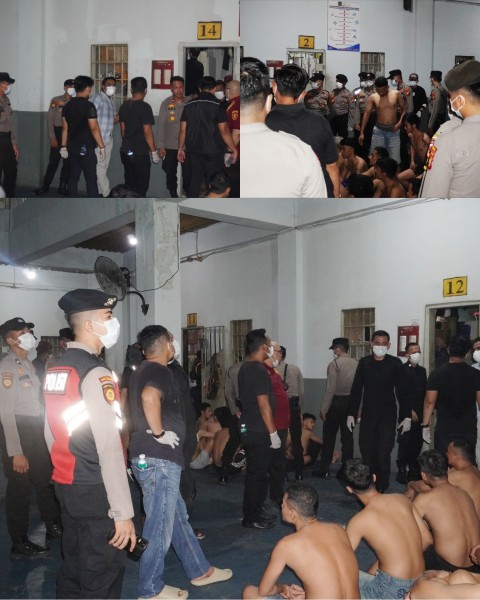 Tingkatkan Keamanan, Ratusan Petugas Gabungan Gelar Razia di Rutan Kelas I Pekanbaru