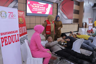 Jelang HUT Bhayangkara ke 79, Polres Rohil Gelar Baksos Donor Darah