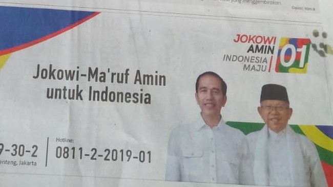 Polemik Iklan Rekening Jokowi-Ma'ruf