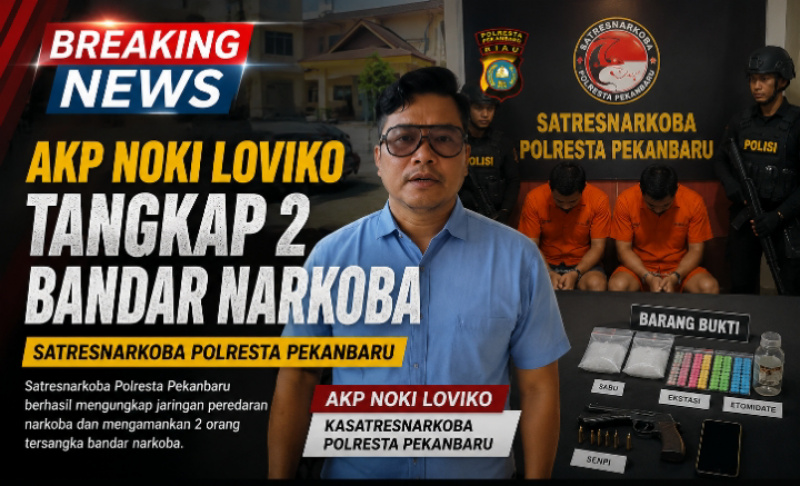 Polresta Pekanbaru Ringkus 2 Bandar Narkoba, Senjata Api, Sabu, Ekstasi dan Vape Etomidate Disita