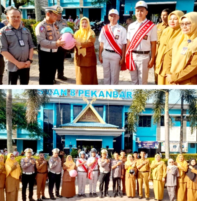 Jadi Pembina Upacara di SMAN 8 Pekanbaru, Dirlantas Polda Riau Minta Pelajar Tertib Berlalu Lintas