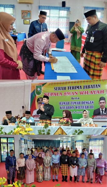 Sertijab Puluhan Kepala Sekolah Cabang Dinas Wilayah 3 Disdik Riau Dipusatkan di SMAN 8 Pekanbaru Kacabdis: Hemat Waktu, Langsung Kerja.