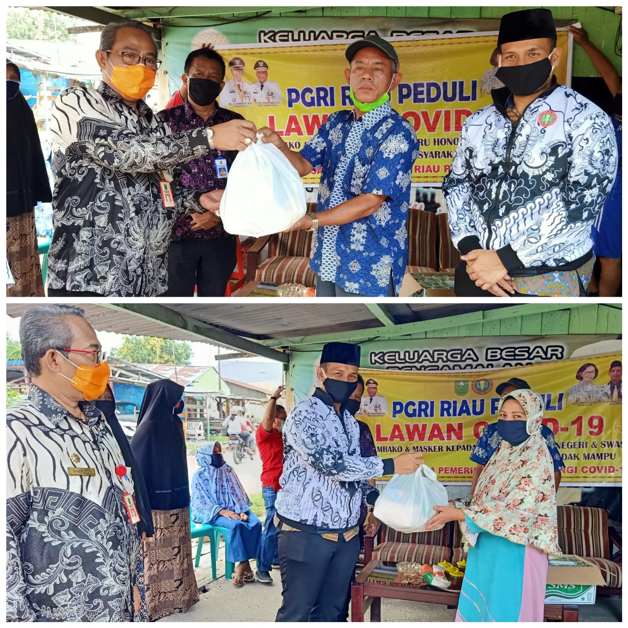 Linda Senang dan Terharu Terima Bantuan Sembako dari Program PGRI Riau Peduli Covid 19