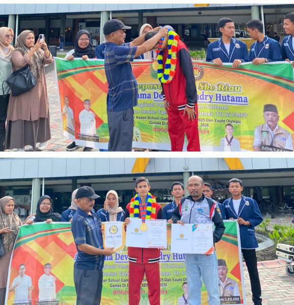 Bentuk Penghargaan, Siswa Peraih Medali Emas Taekwondo Junior di Korsel Disambut Kepala SKO Riau