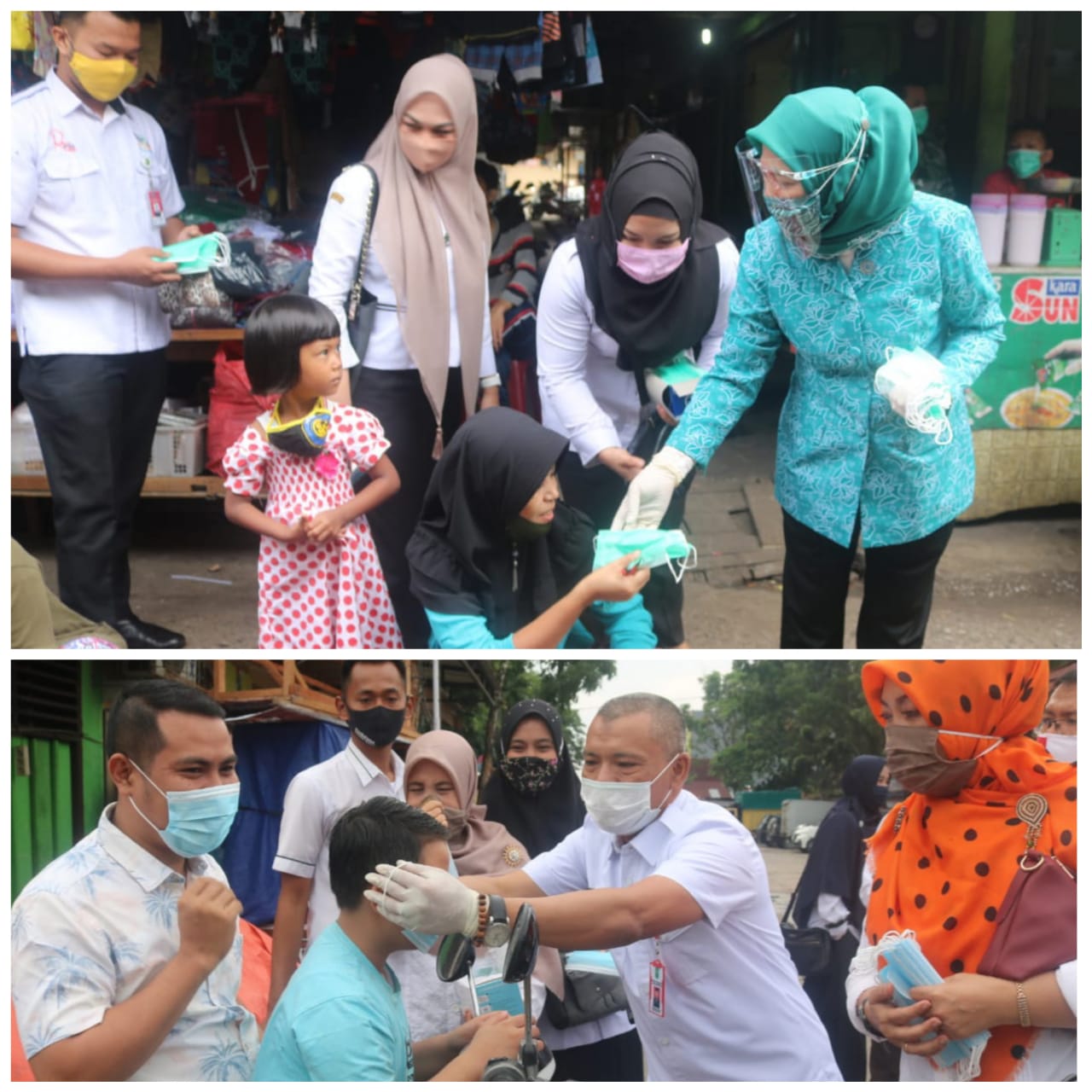 Istri Wagubri Hadiri Pembagian Masker Bersama Disdik Riau, Suti Mulyati: Baru 50 Persen Kesadaran Masyarakat Gunakan Masker
