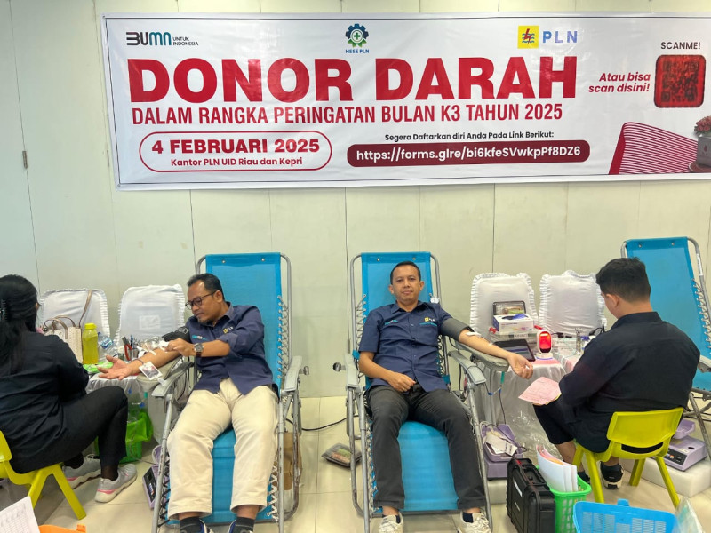 Peringati Bulan K3 Nasional, Insan PLN Sumbangkan Darah dalam Aksi Kemanusiaan di Pekanbaru Riau
