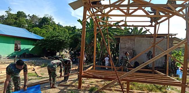 TNI Bangun Rumah Pintar Untuk Warga Perbatasan RI-Papua Nugini