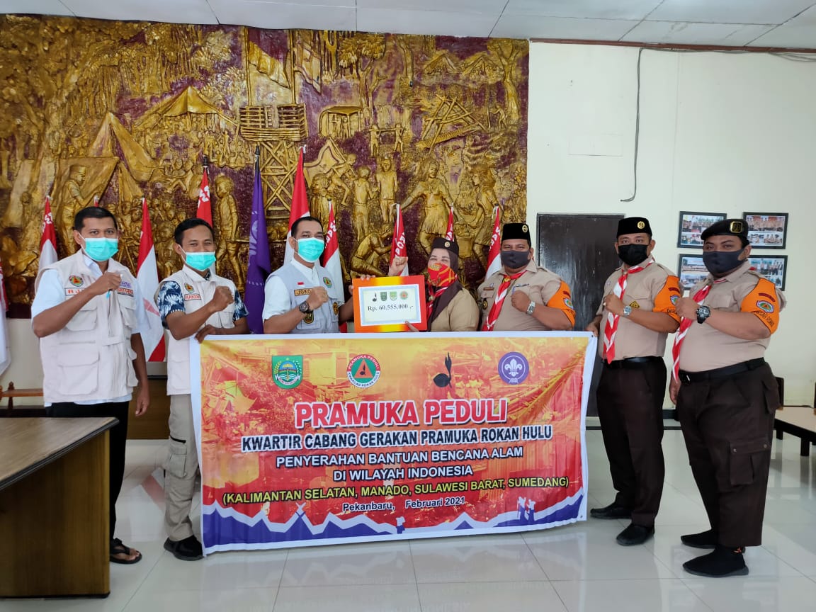 Kwarcab Pramuka Rohul Berhasil Galang Dana Korban Bencana Alam Rp60,555 Juta