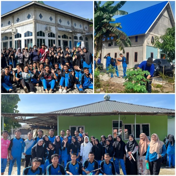 Peringati HAB ke-80, Ratusan Siswa dan Guru MAN 3 Pekanbaru Goro Bersihkan Belasan Rumah Ibadah.