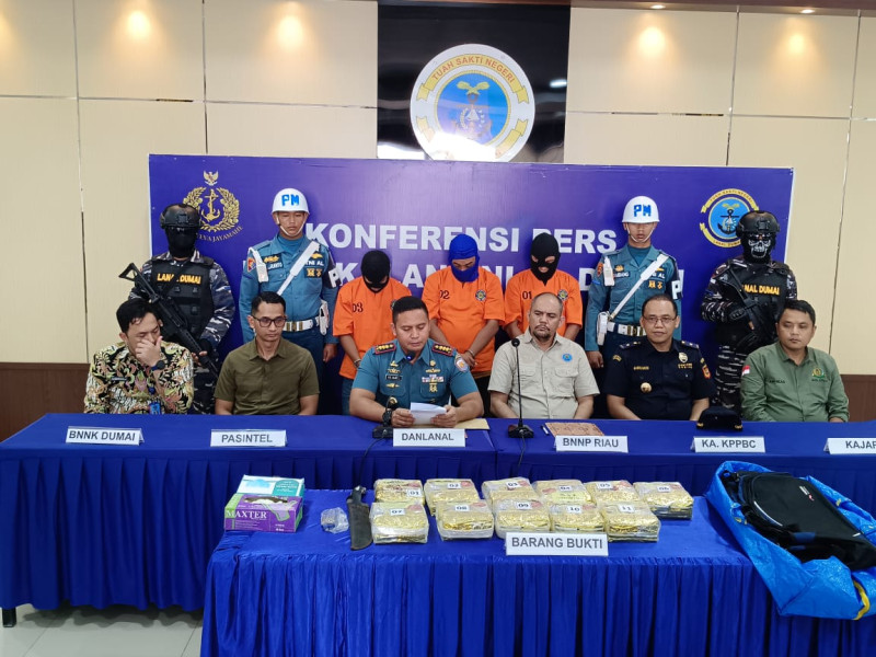 Lanal Dumai Gagalkan Penyelundupan 11,668 Kg Shabu Senilai Rp 40,838 Milyar Dari 3 Kurir Jaringan Malaysia