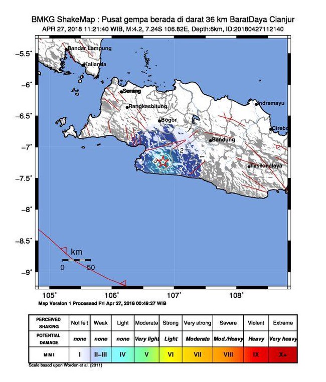 Gempa 4,2 SR Guncang Cianjur-Sukabumi