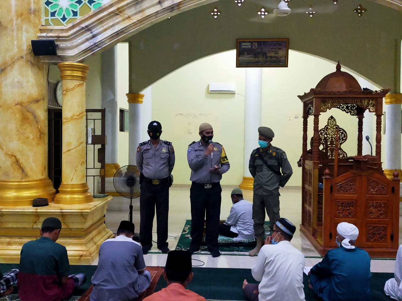 Polsek Pangkalan Lesung Imbau Jamaah Masjid Terapkan Protokol Kesehatan
