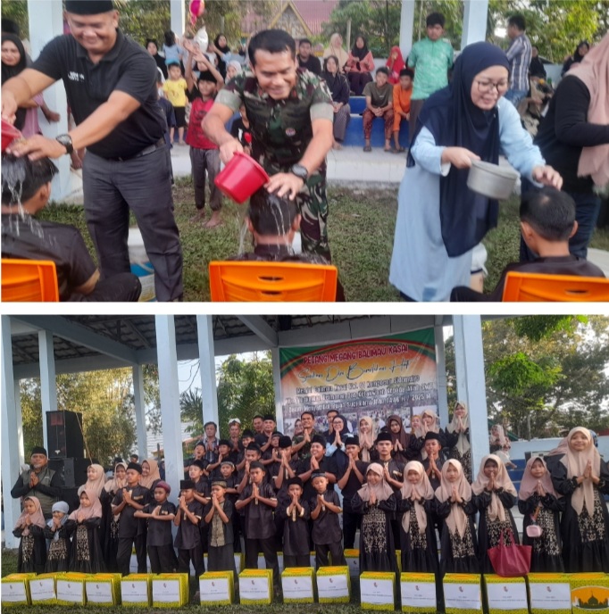Danlanud Hadiri Balimau Kasai di RW 01 Kelurahan Sidomulyo Timur: Beri Santunan dan Sirami Anak Yatim