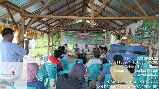 suasana pertemuan penguatan sarana-prasarana kepada Pusat Pelatihan Pertanian dan Perdesaan Swadaya (P4S) Petani Muda Riau (Pemuri) oleh Badan Penyuluhan dan Pengembangan Sumber Daya Manusia Pertanian, Balai Pelatihan Petanian Jambi 